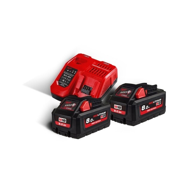 Product image 1 of Milwaukee M18 Nrg Pack High Output 2 X 8,0 Ah Snellader 6a M18 HNRG-802 