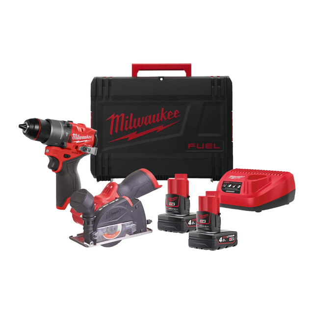 Product image 1 of Milwaukee M12 FUEL  powerpack (M12 FPD2, M12 FCOT, 2 x M12 B4, 1 x C12C lader, 1 x HD Box)