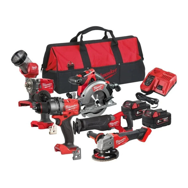 Product image 1 of Milwaukee M18 FUEL Power Pack (M18FPD3, M18FIW2F12, M18CCS55, M18FSZ, M18FSAG125X, M18TLED, 2 x M18B5, M12-18FC, Bag)