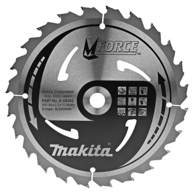 Product image 1 of Makita Zaagblad Mforce 190X16x2,0 24T15g B-08062