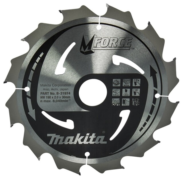 Product image 1 of Makita Zaagblad Mforce 190X30x2,0 12T15g B-31974