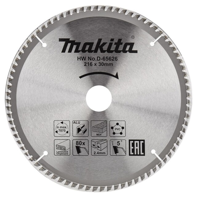 Product image 1 of Makita Zaagblad Multi 216X30 80T 5G D-65626