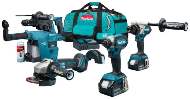 Product image 1 of Makita 18 V Combiset voor allround tot zwaar boor-, schroef- en slijpwerk DLX4155TX1