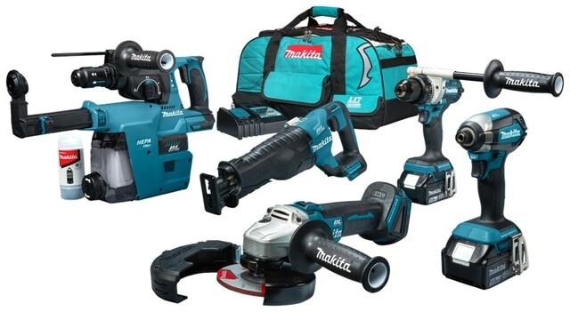 Product image 1 of Makita 18 V Combiset voor allround tot zwaar boor-, schroef-, zaag- en slijpwerk DLX5069TX1