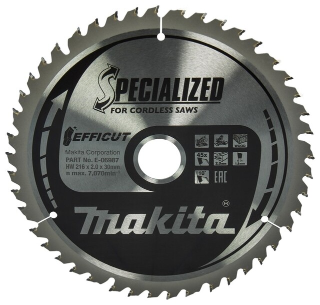 Product image 1 of Makita AfkortZaagblad Hout 216x30x2,0 45T E-06987