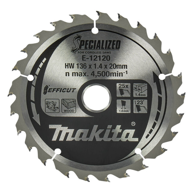 Product image 1 of Makita CirkelZaagblad Hout 136x20x1,5 25T E-12120