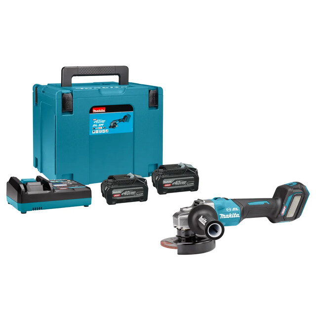 Product image 1 of Makita XGT 40 V Max Haakse Slijper 125mm 40 Ah Accu (2 St. BL4040F) Met Vastzetschakelaar