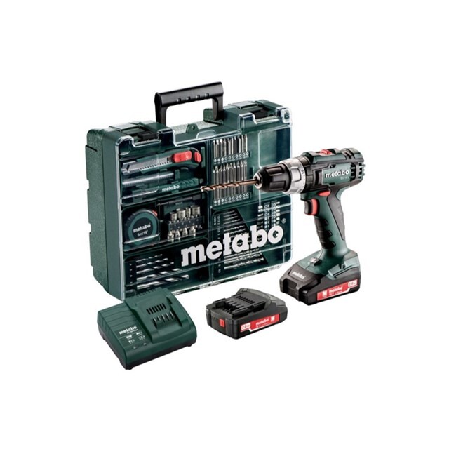 Product image 1 of Metabo BS 18 L 18V Li-Ion accu schroef-/boormachine set (2x 2,0Ah accu) in koffer incl. 73 delige accessoires set - 602321870