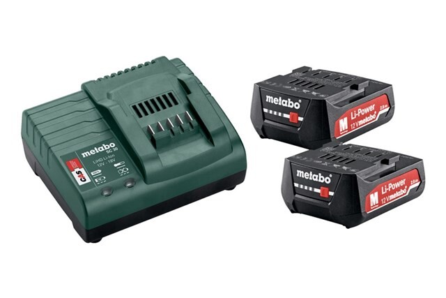 Product image 1 of Metabo Basis-Set: Accu-Packs + Lader Basisset 12 V: 2 X 2,0 Ah, Lader Sc 30 In Doos