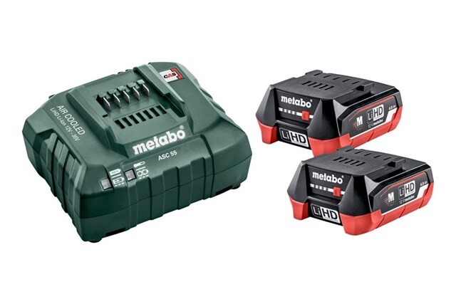 Product image 1 of Metabo Basis-Set: Accu-Packs + Lader Basisset 12 V: 2 X Lihd 4,0 Ah, Lader Asc 55 In Doos