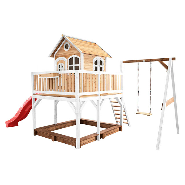 Product image 1 of AXI Classic Liam Speelhuis met Enkele Schommel Bruin/wit - Rode Glijbaan