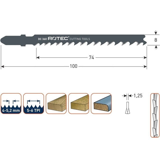 Product image 1 of Rotec Decoupeer Zaagblad Dc360 / T144d - 5 stuks