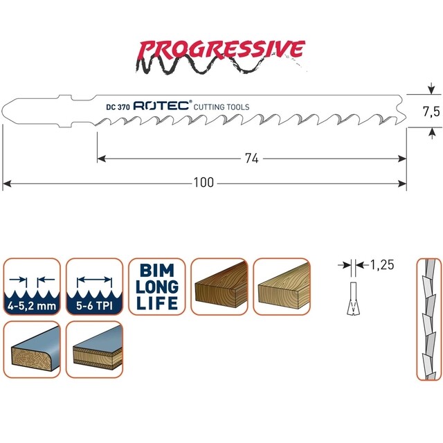 Product image 1 of ROTEC Decoupeerzaagblad DC370 / T144DF - 5 stuks