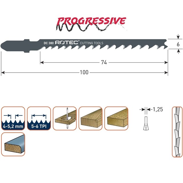 Product image 1 of Rotec Decoupeer Zaagblad Dc380 / T244d - 5 stuks