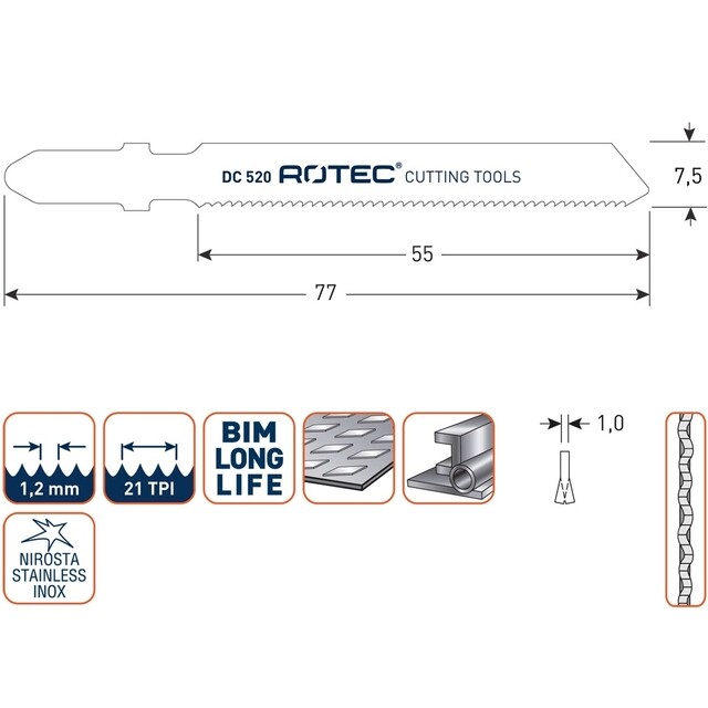 Product image 1 of ROTEC Decoupeerzaagblad DC520 / T118AF BIM - 5 stuks