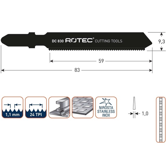 Product image 1 of Rotec Decoupeer Zaagblad Dc830 / T118ahm - 3 Stuks