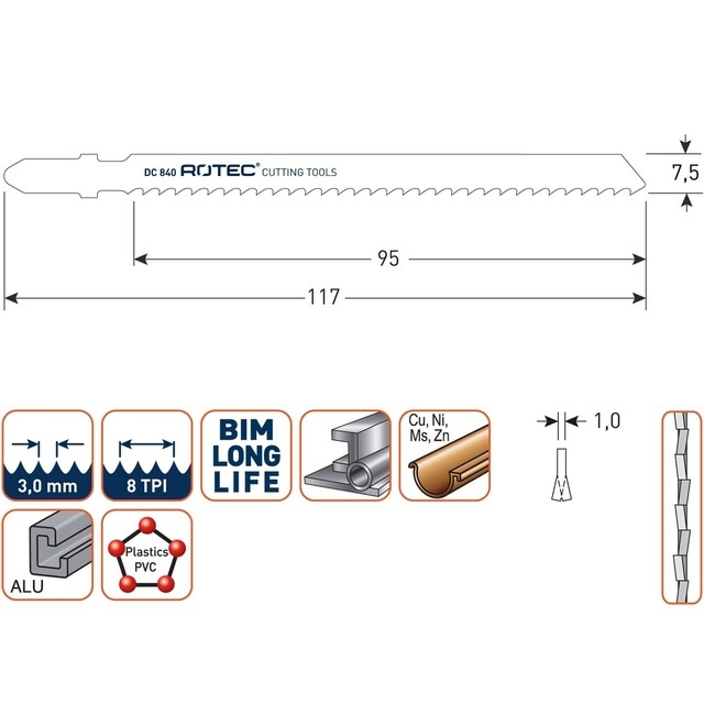 Product image 1 of ROTEC Decoupeerzaagblad DC840 - 5 stuks