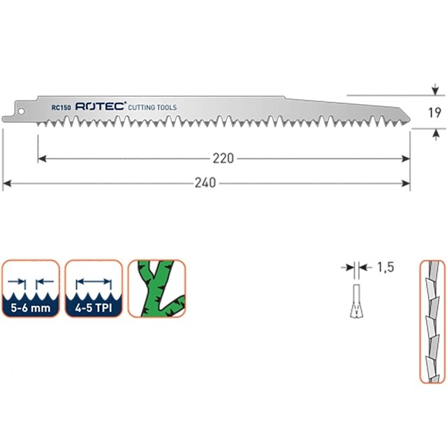 Product image 1 of ROTEC Reciprozaagblad Rc150 / S1531l - p/2st