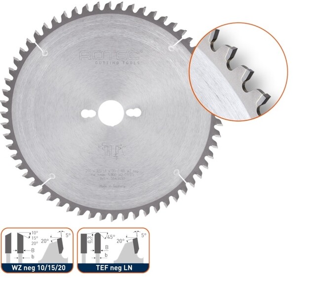 Product image 1 of ROTEC Hm Afkort- En Verstekzaagblad, Ø305x2,6X30 Z=60 Wz Neg 15 - p/st