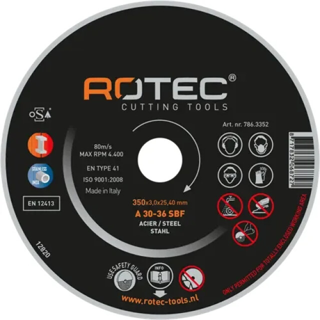 Product image 1 of Rotec Doorslijpschijf 'Staal' Ø350x4,0xø20,0 (1 Stuks)