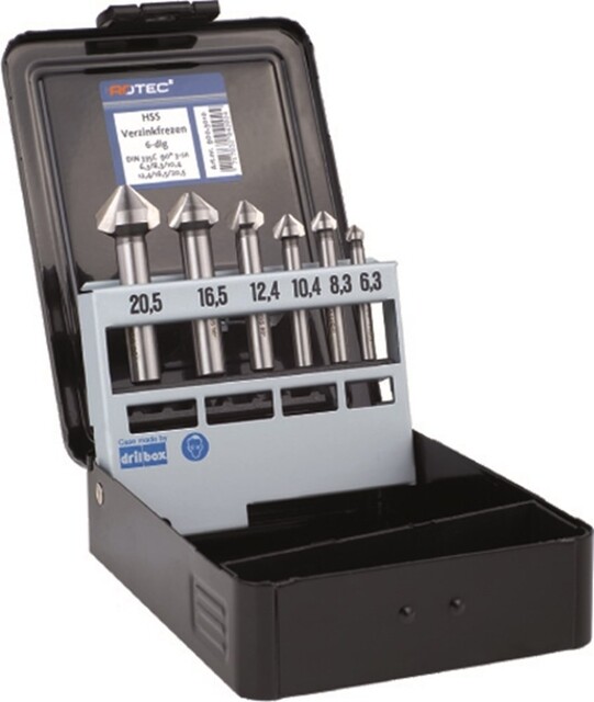 Product image 1 of Rotec Verzinkfr.Set '400', Din335-C, 6-Dlg, M3-M10, Ø6,3-20,5 Abs