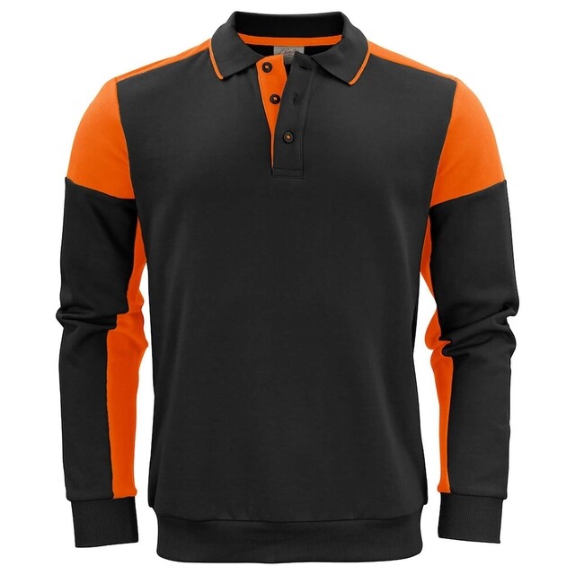 Product image 1 of Printer Prime Polosweater zwart/oranje - maat XL