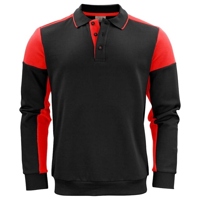 Product image 1 of Printer Prime Polosweater zwart/rood - maat L