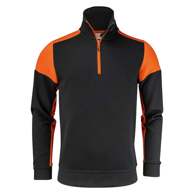 Product image 1 of Printer Prime Halfzip Sweater unisex zwart/oranje - maat XXL