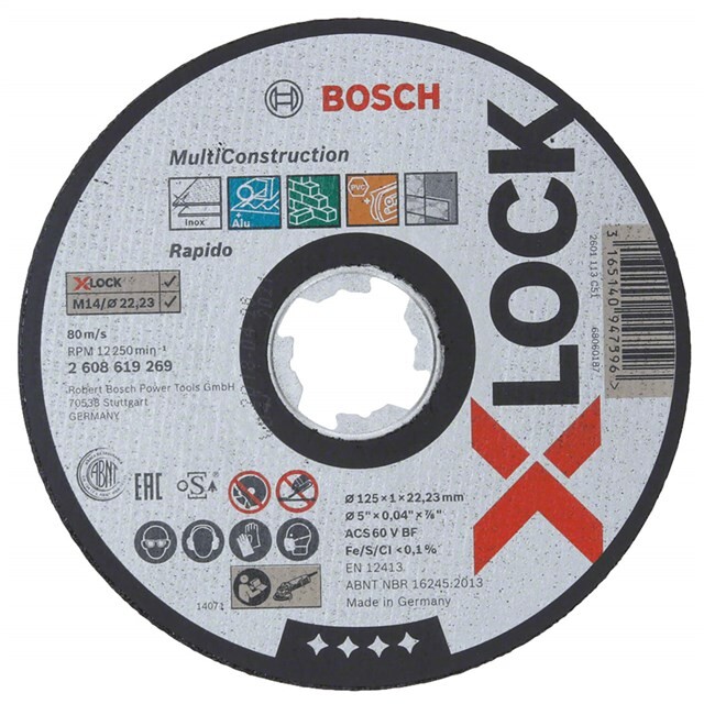 Product image 1 of Bosch Doorslijpschijf X-Lock (Rapido Multi Construction) 125 x 1 x 22.2 MM - Multi Doorslijpschijf