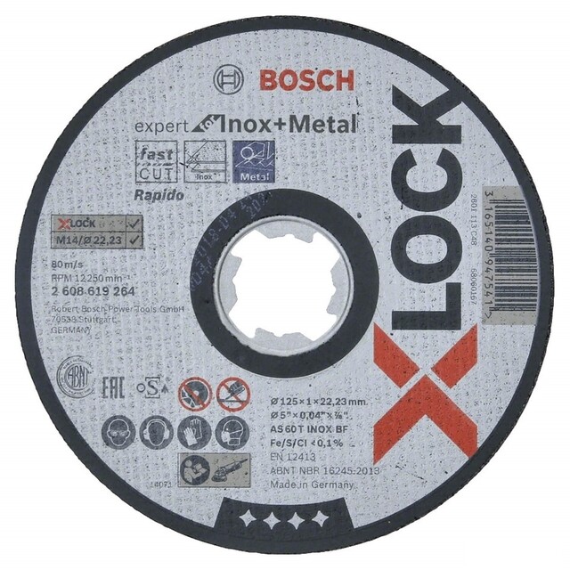 Product image 1 of Bosch Doorslijpschijf X-Lock (Expert for Inox + Metal) 125 x 1 x 22,2 MM - RVS / Metaal