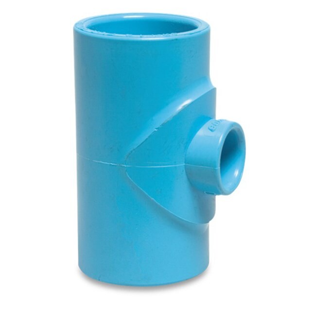 Product image 1 of T-stuk 90° PVR 20 mm x 16 mm x 20 mm lijmmof 12,5bar blauw