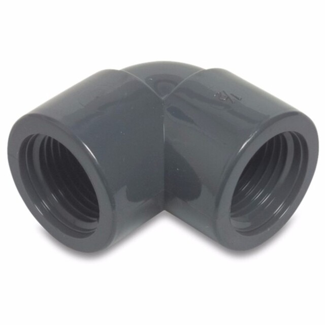 Product image 1 of Mega Knie 90° PVC-U 2 1/2" binnendraad 10bar grijs