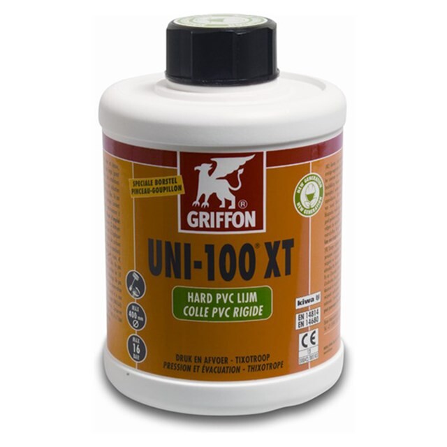 Product image 1 of Griffon PVC-lijm 0,5ltr met kwast KIWA type Uni-100 XT label NL/FR