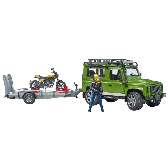 Product image 1 of Bruder 025892 - Land Rover Defender Met Trailer En Ducati 1:16