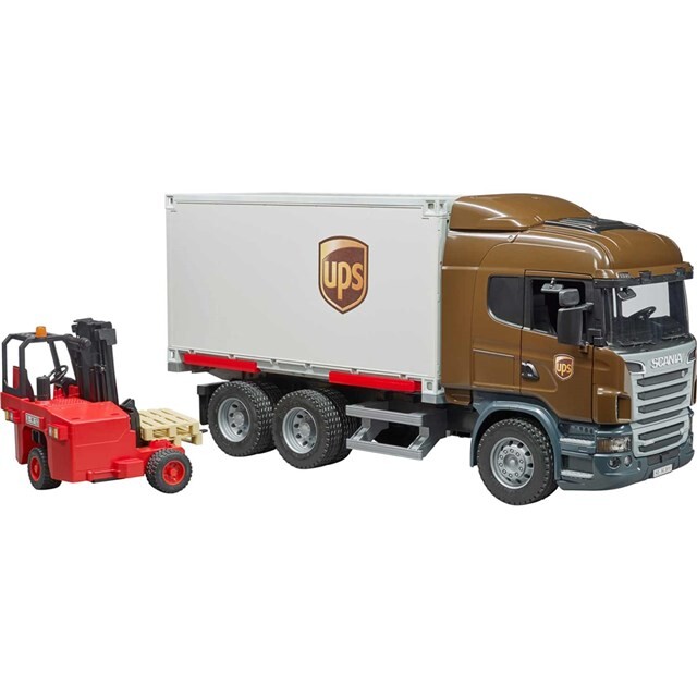 Product image 1 of Bruder 03581 - Scania R-Series UPS met Vorkheftruck 1:16