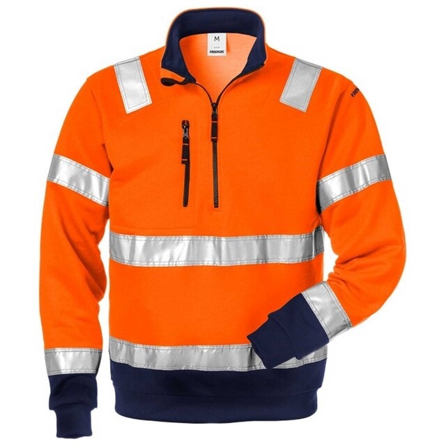 Product image 1 of 100134-271-L_High Vis Sweatshirt Met Korte Rits Klasse 3 728 Shv