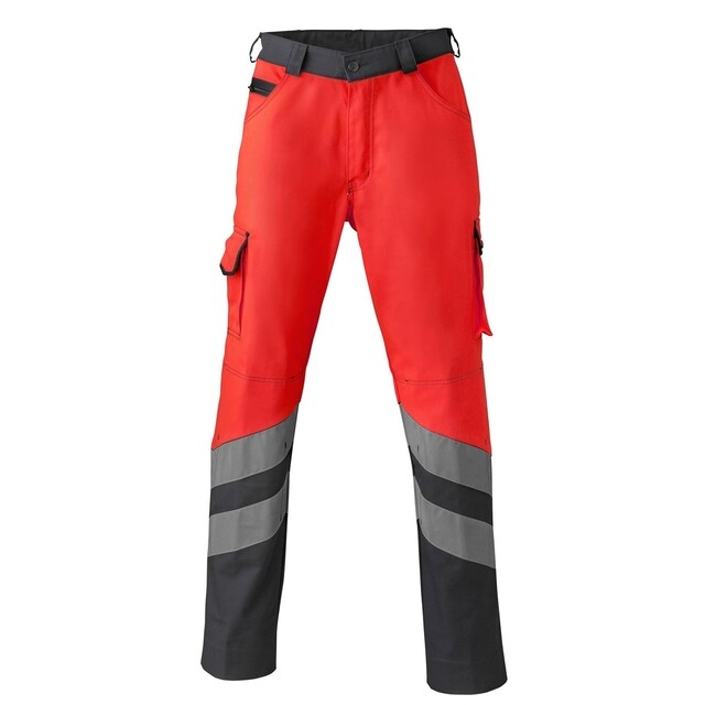 Product image 1 of HaVeP Werkbroek High Visibility 8704 Fluor rood/charcoal grijs Maat 52