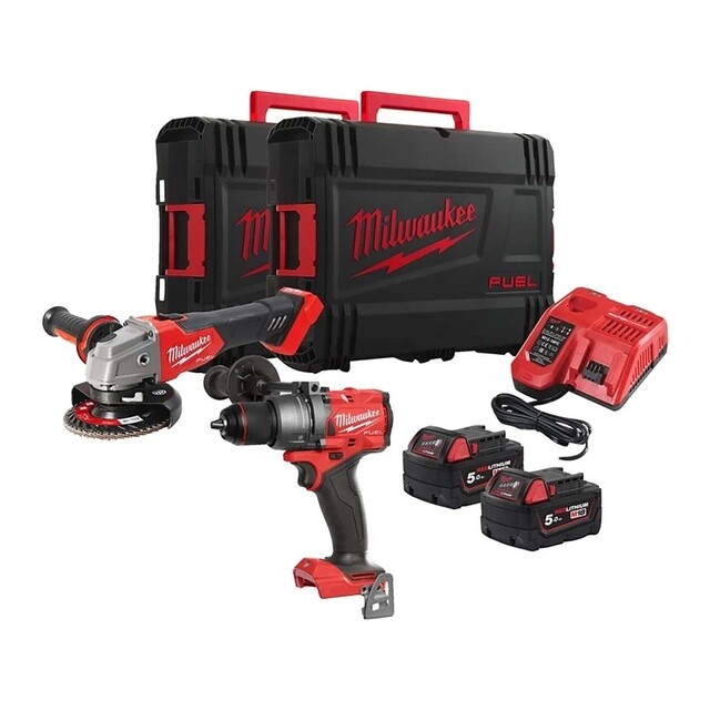 Product image 1 of Milwaukee M18 Fuel powerpack 2-kit (M18FPD3, FSAG125X, 2 x 5,0Ah)