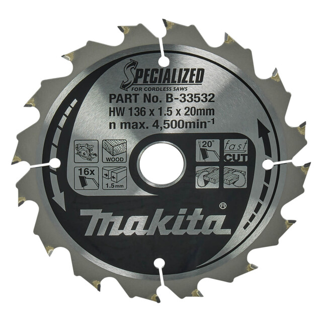 Product image 1 of Makita Cirkelzaagblad 136x20x1.5 16T 20g