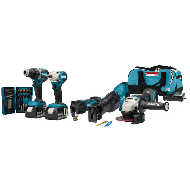 Product image 1 of Makita DLX5068TX1 Combiset 18 V voor (slag)schroeven, boren, slijpen en zagen en met multitool