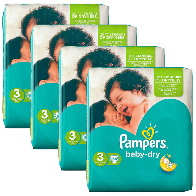 Product image 1 of Pampers Active Baby-Dry Maat 3 - Set van 4×34 Luiers