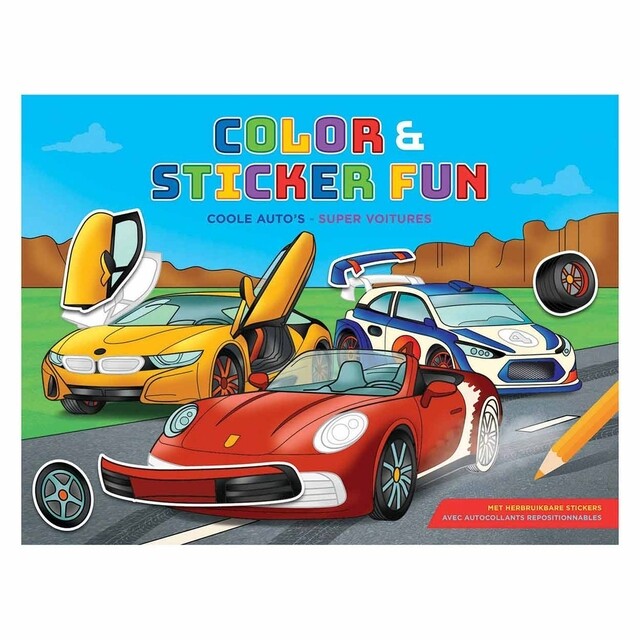 Product image 1 of Kleur- en stickerboek - Coole auto's
