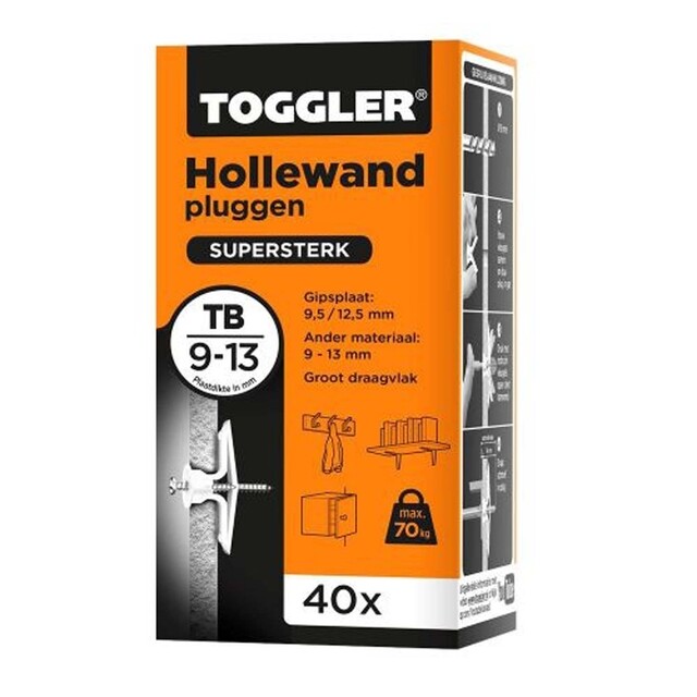 Product image 1 of Toggler Hollewandplug Tb Voor Plaatdikte 9-13 Mm; 40 Stuks