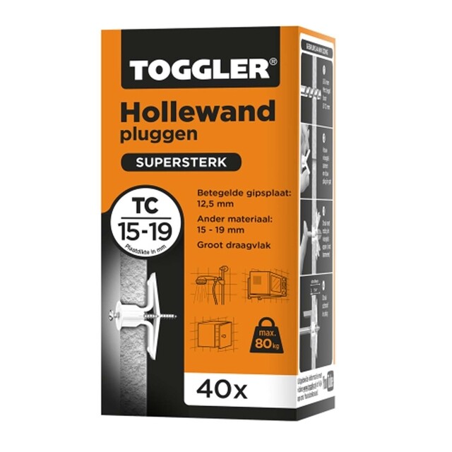 Product image 1 of Toggler Hollewand Plug Oranje TC 16-19MM doos 40 plug