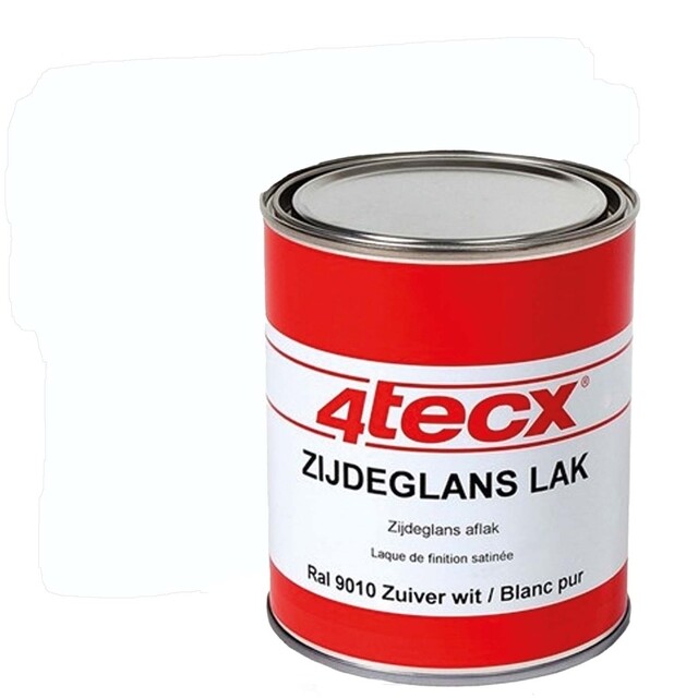 Product image 1 of 4Tecx Aflakverf Zijdeglans - 9010 Zuiver Wit - 0,75 Liter